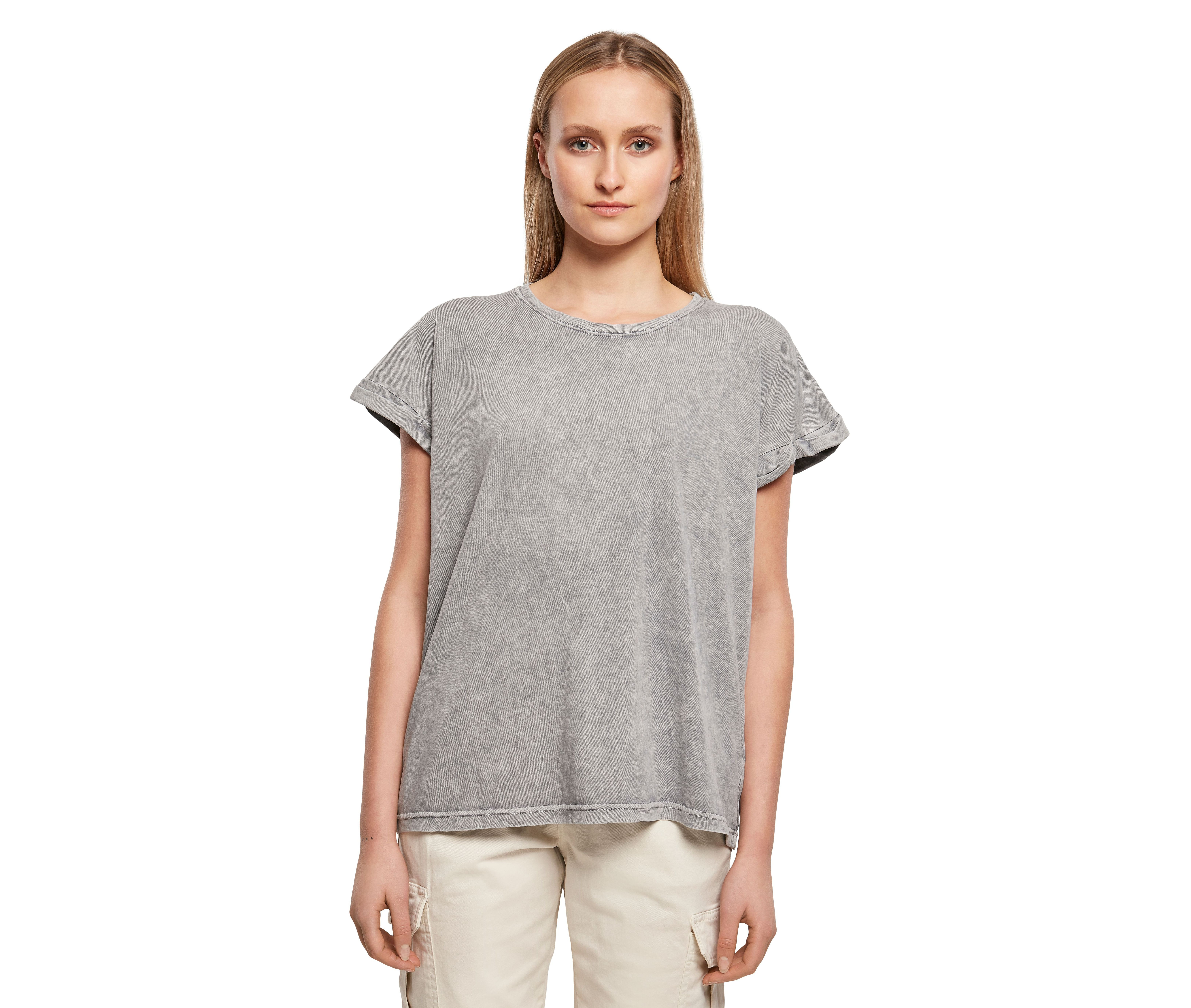 LADIES ACID WASHED EXTENDED SHOULDER TEE